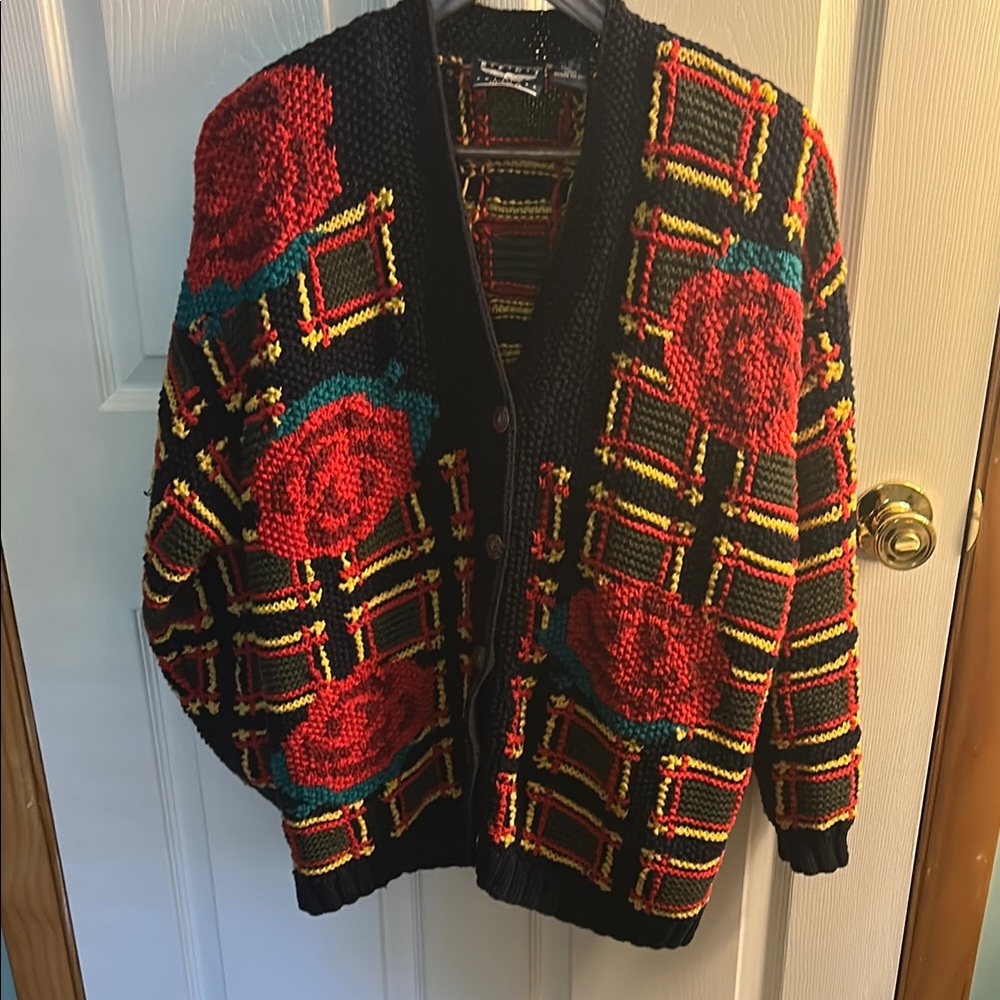 Colorful Rose pattern women’s Cardigan Sweater